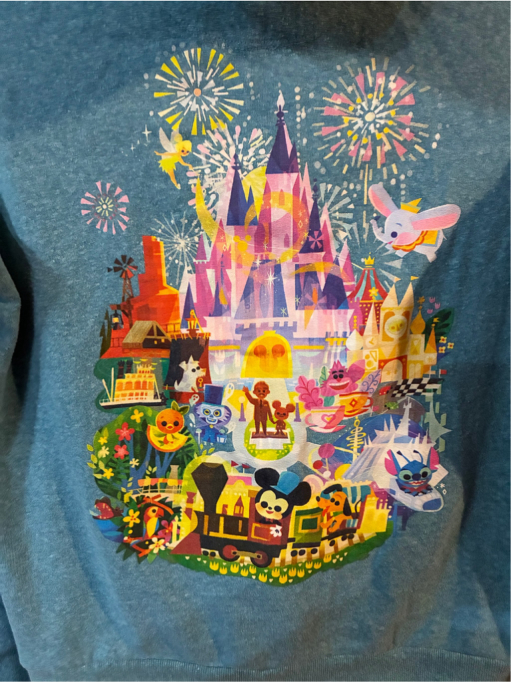 Disney Exclusive Joey Ghou Design Zip-Up Hoodie Medium Blue Women’s Cut - Picture 4 of 6